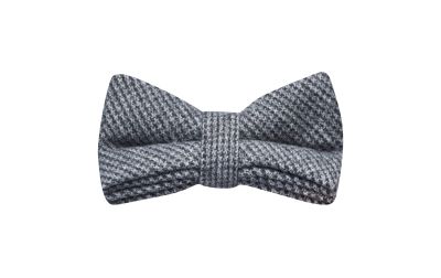 Grey / Blue Micro Dogtooth Bow Tie