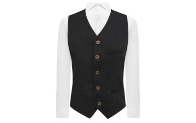 Black Donegal Tweed Waistcoat