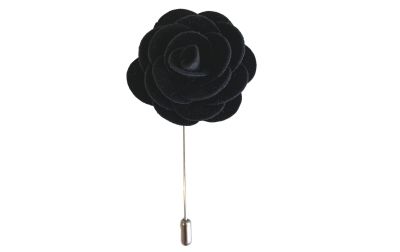 Black Velvet Flower/Rose Lapel Pin