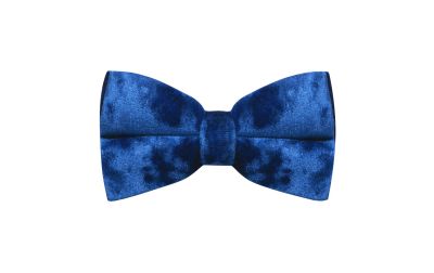 Blue Crushed Velvet Bow Tie