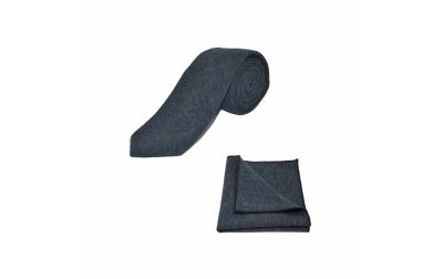 Highland Weave Deep Blue Tie & Pocket Square Set