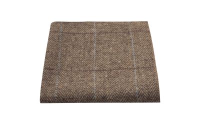 Luxury Herringbone Brown Tweed Pocket Square