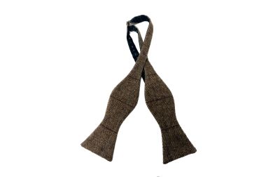 Brown Herringbone Tweed Self-Tie Bow Tie