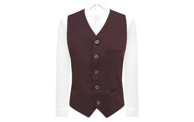 Burgundy Donegal Tweed Waistcoat