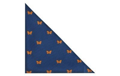 Navy Blue Butterfly Herringbone Pocket Square