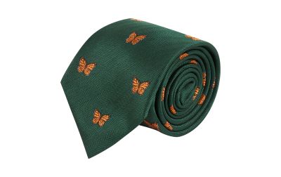 Dark Green Butterfly Herringbone Tie