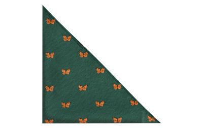 Dark Green Butterfly Herringbone Pocket Square