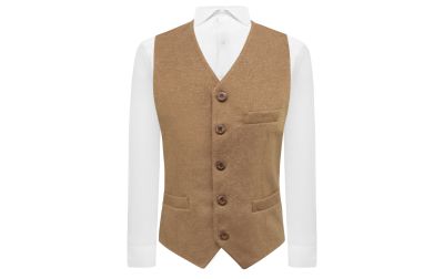 Camel Brown Donegal Tweed Waistcoat