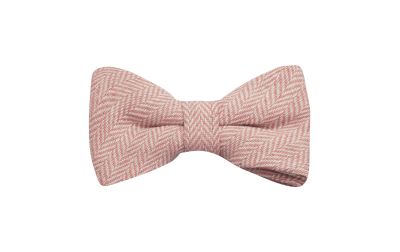 Candy Pink & Cream Herringbone Bow Tie