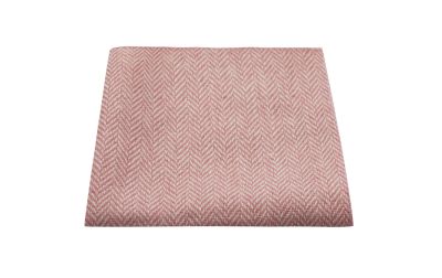 Candy Pink & Cream Herringbone Pocket Square