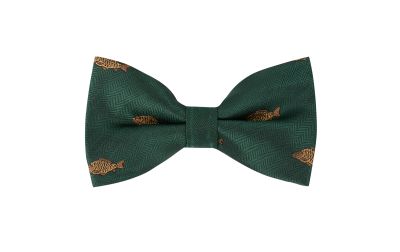 Dark Green Carp Fish Herringbone Bow Tie