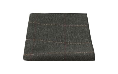 Luxury Herringbone Charcoal Grey Tweed Pocket Square