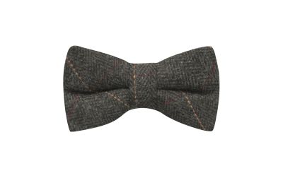 Luxury Herringbone Charcoal Grey Tweed Bow Tie