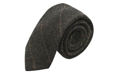 Luxury Herringbone Charcoal Grey Tie