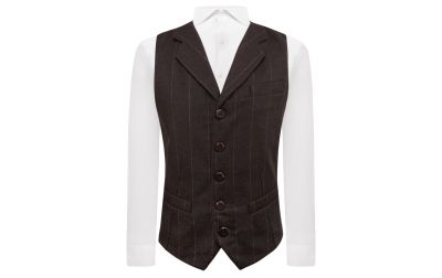 Luxury Herringbone Chocolate Brown Waistcoat