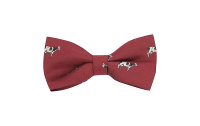 Burgundy Red Cow Embroidered Bow Tie