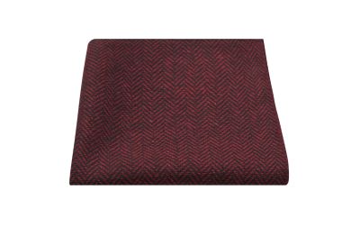 Cranberry Red & Black Herringbone Pocket Square