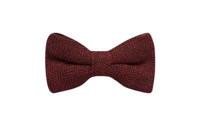 Cranberry Red & Black Herringbone Bow Tie