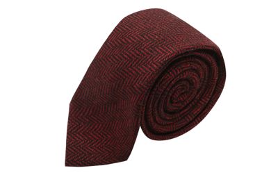 Cranberry Red & Black Herringbone Tie