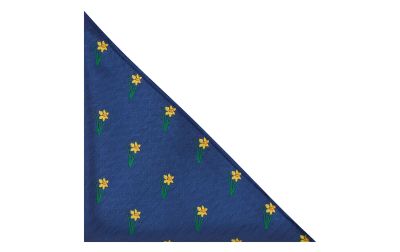 Navy Blue Daffodil Herringbone Pocket Square