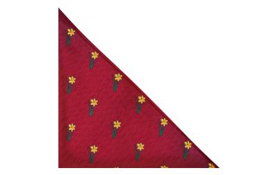 Burgundy Red Daffodil Herringbone Pocket Square