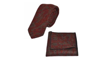 Arabic Dark Amber Pattern Tie & Pocket Square Set