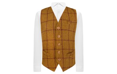 Dark Mustard Check Waistcoat