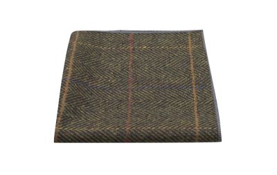 Dark Olive Green Herringbone Check Pocket Square
