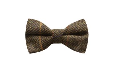 Dark Olive Green Herringbone Check Bow Tie