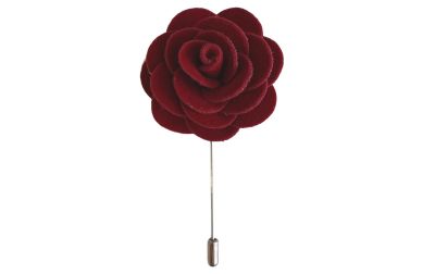 Dark Red Velvet Flower/Rose Lapel Pin