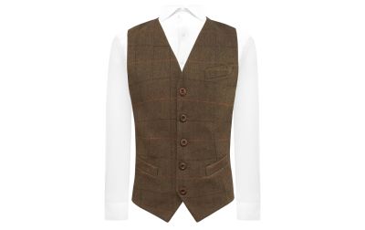 Dijon Brown Herringbone Check Waistcoat