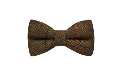 Dijon Brown Herringbone Check Bow Tie
