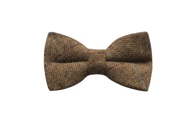 Boys Herringbone Brown Tweed Bow Tie