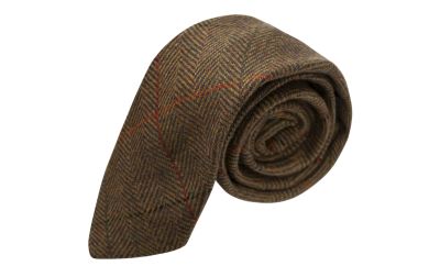 Dijon Brown Herringbone Check Tie