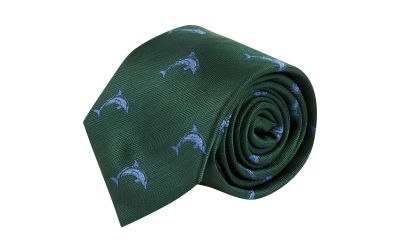 Dark Green Dolphin Herringbone Tie