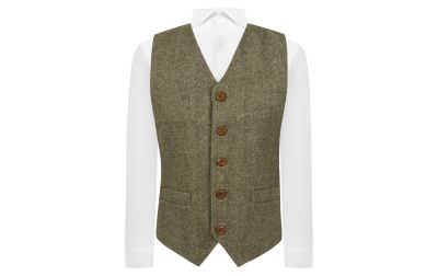 Fern Green Herringbone Waistcoat