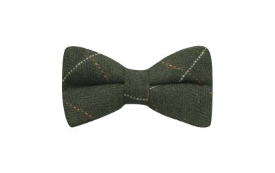 Luxury Herringbone Forest Green Tweed Bow Tie