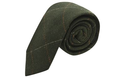 Luxury Herringbone Forest Green Tweed Tie