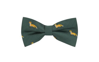 Dark Green Fox Herringbone Bow Tie
