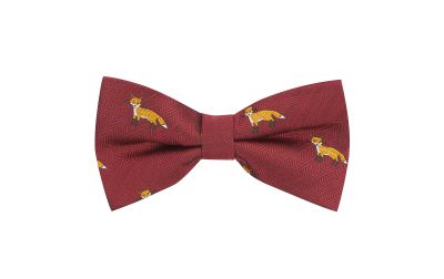 Burgundy Red Fox Herringbone Bow Tie