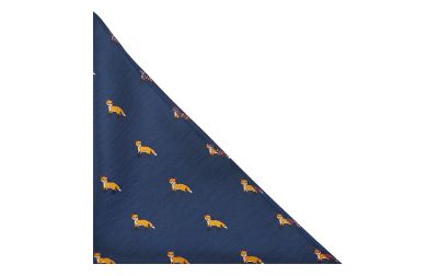 Navy Blue Fox Herringbone Pocket Square