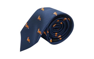 Navy Blue Fox Herringbone Tie