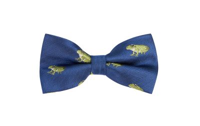 Navy Blue Frog Herringbone Bow Tie
