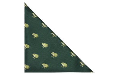 Dark Green Frog Herringbone Pocket Square