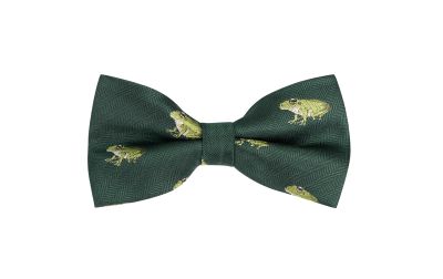 Dark Green Frog Herringbone Bow Tie