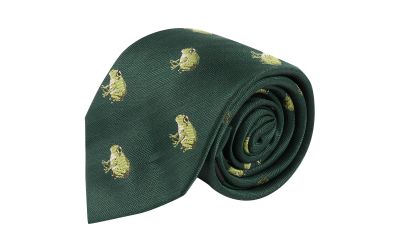 Dark Green Frog Herringbone Tie