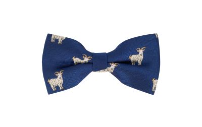 Navy Blue Goat Herringbone Bow Tie
