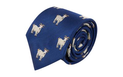 Navy Blue Goat Herringbone Tie