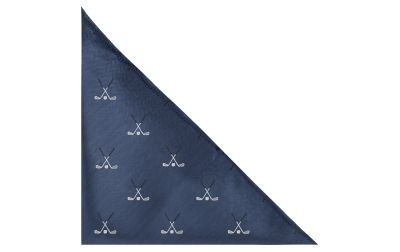 Navy Blue Golf Clubs Herringbone Pocket Square