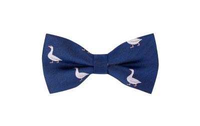Navy Blue Goose Herringbone Bow Tie